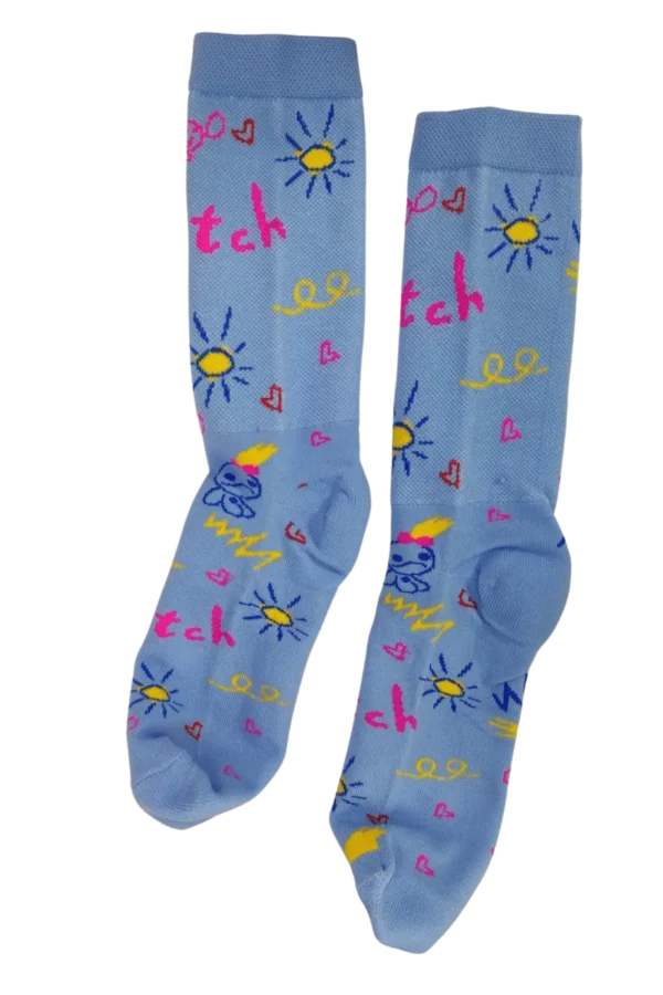Medias celestes estampadas de Stitch