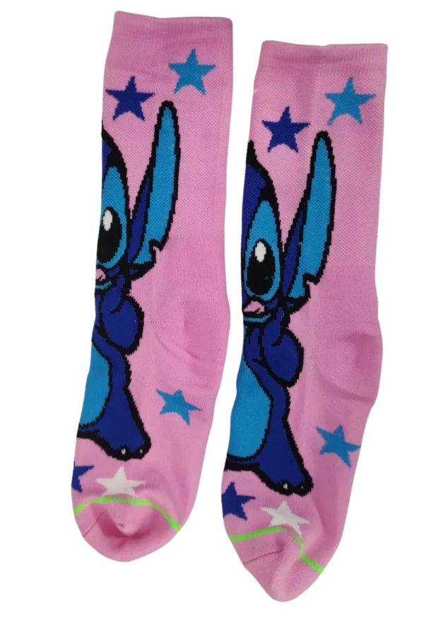 Medias rosas estampadas de Stitch con estrellas